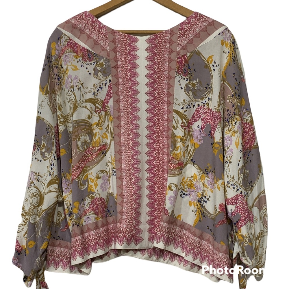 Free People Catch Me If You Can Coquette Feminine Floral Print Blouse M - Picture 11 of 14